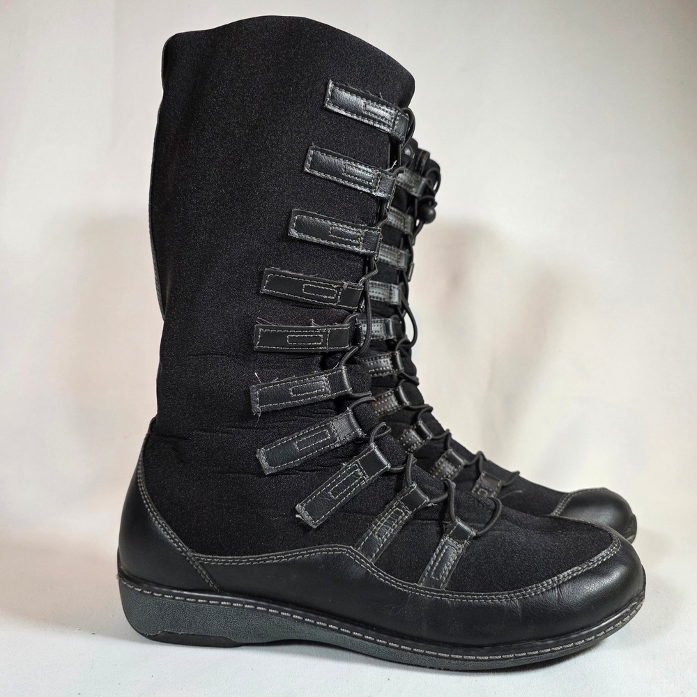 AETREX Berries BB80 Women 10 Black Waterproof Bungee Mid Calf Boots Gorpcore